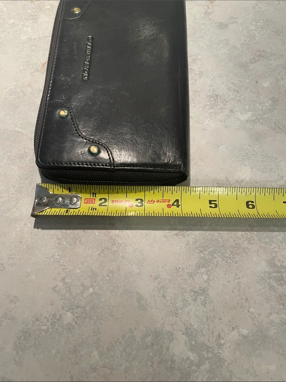 Tignanello Black Leather Zip-Around Wallet